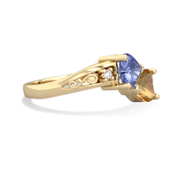 Tanzanite Snuggling Hearts 14K Yellow Gold ring R2178