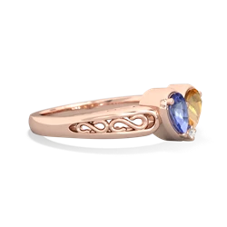 Tanzanite Filligree 'One Heart' 14K Rose Gold ring R5070