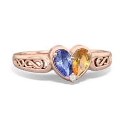 Tanzanite Filligree 'One Heart' 14K Rose Gold ring R5070