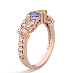 Tanzanite Diamond Butterflies 14K Rose Gold ring R5601