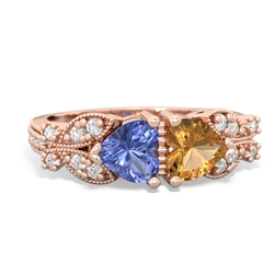 Tanzanite Diamond Butterflies 14K Rose Gold ring R5601