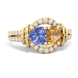 Tanzanite Art-Deco Keepsake 14K Yellow Gold ring R5630