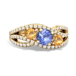 Tanzanite Three Stone Aurora 14K Yellow Gold ring R3080