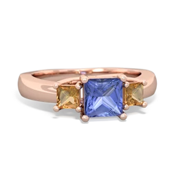 Tanzanite Three Stone Trellis 14K Rose Gold ring R4015