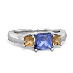 Tanzanite Three Stone Trellis 14K White Gold ring R4015