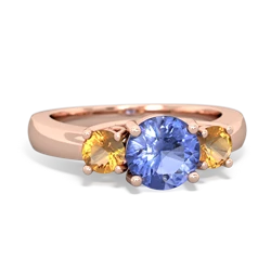 Tanzanite Three Stone Round Trellis 14K Rose Gold ring R4018