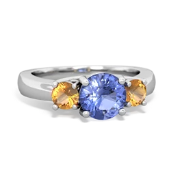 Tanzanite Three Stone Round Trellis 14K White Gold ring R4018