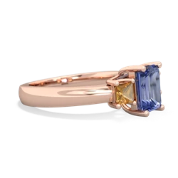 Tanzanite Three Stone Emerald-Cut Trellis 14K Rose Gold ring R4021