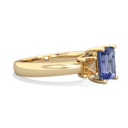 Tanzanite Three Stone Emerald-Cut Trellis 14K Yellow Gold ring R4021