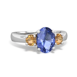 Tanzanite Three Stone Oval Trellis 14K White Gold ring R4024