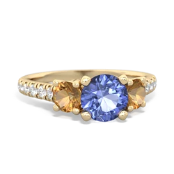 Tanzanite Pave Trellis 14K Yellow Gold ring R5500