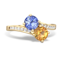 Tanzanite Channel Set Two Stone 14K Yellow Gold ring R5303