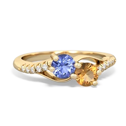 Tanzanite Infinity Pave Two Stone 14K Yellow Gold ring R5285