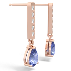 Tanzanite Art Deco Diamond Drop 14K Rose Gold earrings E5324