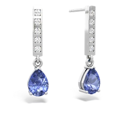 Tanzanite Art Deco Diamond Drop 14K White Gold earrings E5324