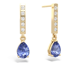 Tanzanite Art Deco Diamond Drop 14K Yellow Gold earrings E5324