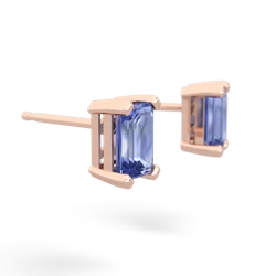 Tanzanite 6X4mm Emerald-Cut Stud 14K Rose Gold earrings E1855