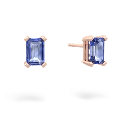 Tanzanite 6X4mm Emerald-Cut Stud 14K Rose Gold earrings E1855