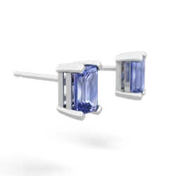 Tanzanite 6X4mm Emerald-Cut Stud 14K White Gold earrings E1855