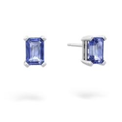 Tanzanite 6X4mm Emerald-Cut Stud 14K White Gold earrings E1855