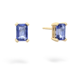 Tanzanite 6X4mm Emerald-Cut Stud 14K Yellow Gold earrings E1855