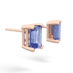 Tanzanite 7X5mm Emerald-Cut Stud 14K Rose Gold earrings E1856