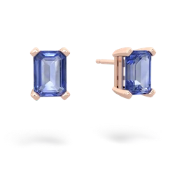 Tanzanite 7X5mm Emerald-Cut Stud 14K Rose Gold earrings E1856