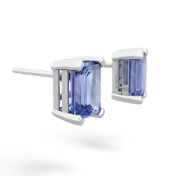 Tanzanite 7X5mm Emerald-Cut Stud 14K White Gold earrings E1856