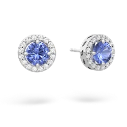 Tanzanite Halo 14K White Gold earrings E5320