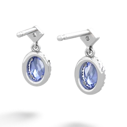 Tanzanite Antique-Style Halo 14K White Gold earrings E5720