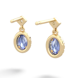 Tanzanite Antique-Style Halo 14K Yellow Gold earrings E5720