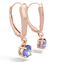 Tanzanite 5Mm Round Lever Back 14K Rose Gold earrings E2785