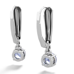 Tanzanite 5Mm Round Lever Back 14K White Gold earrings E2785