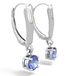 Tanzanite 5Mm Round Lever Back 14K White Gold earrings E2785