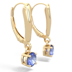 Tanzanite 5Mm Round Lever Back 14K Yellow Gold earrings E2785