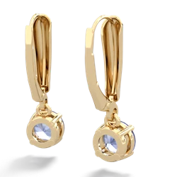 Tanzanite 6Mm  Round Lever Back 14K Yellow Gold earrings E2786