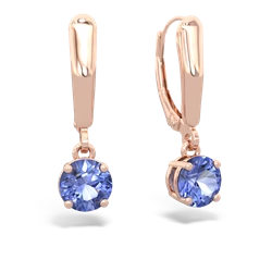 Tanzanite 6Mm  Round Lever Back 14K Rose Gold earrings E2786