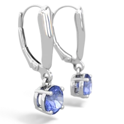 Tanzanite 6Mm  Round Lever Back 14K White Gold earrings E2786