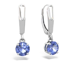 Tanzanite 6Mm  Round Lever Back 14K White Gold earrings E2786