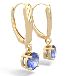 Tanzanite 6Mm  Round Lever Back 14K Yellow Gold earrings E2786