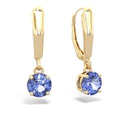 Tanzanite 6Mm  Round Lever Back 14K Yellow Gold earrings E2786