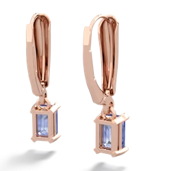 Tanzanite 6X4mm Emerald-Cut Lever Back 14K Rose Gold earrings E2855