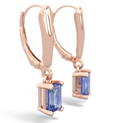 Tanzanite 6X4mm Emerald-Cut Lever Back 14K Rose Gold earrings E2855