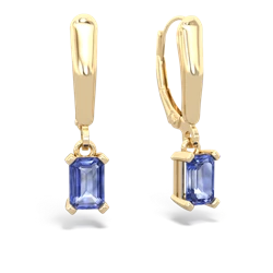 Tanzanite 6X4mm Emerald-Cut Lever Back 14K Yellow Gold earrings E2855