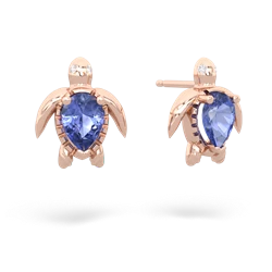 Tanzanite Baby Sea Turtle 14K Rose Gold earrings E5241