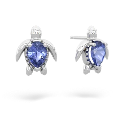 Tanzanite Baby Sea Turtle 14K White Gold earrings E5241