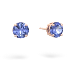 Tanzanite 6Mm Round Stud 14K Rose Gold earrings E1786