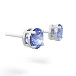 Tanzanite 6Mm Round Stud 14K White Gold earrings E1786