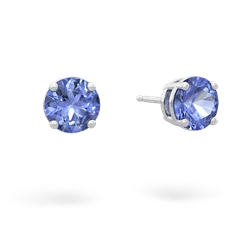 Tanzanite 6Mm Round Stud 14K White Gold earrings E1786