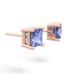 Tanzanite 5Mm Princess Cut Stud 14K Rose Gold earrings E1789